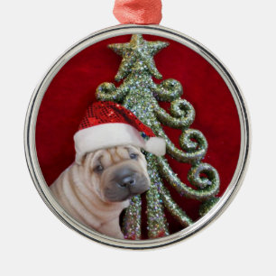 Weihnachtenshar pei Welpenverzierung Ornament Aus Metall