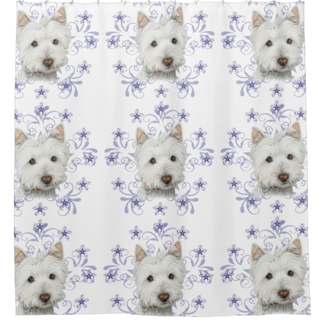 WeihnachtenWestie Hundekunst-Duschvorhang Duschvorhang (Vorderseite)