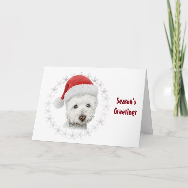 WeihnachtenWestie Hundekunst Feiertagskarte (Vorderseite)