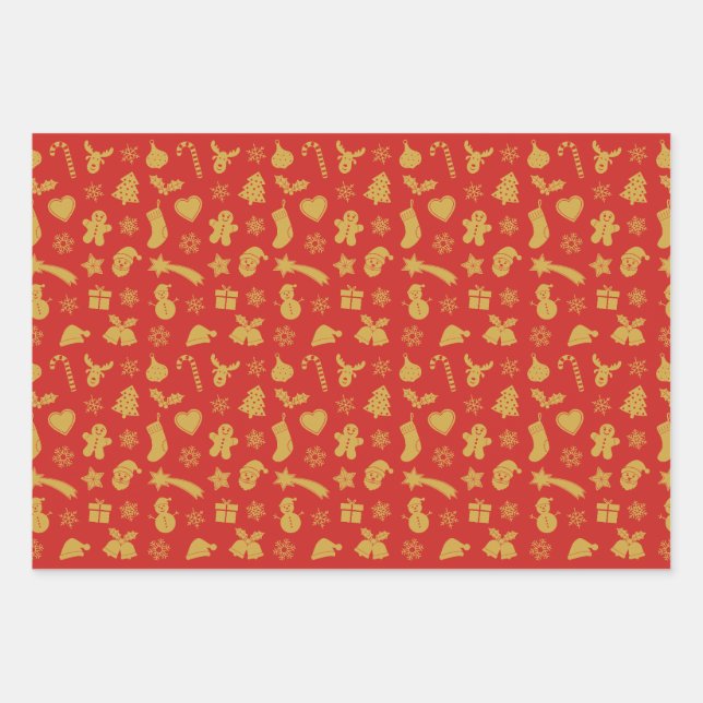 Weihnachtgold Geschenkpapier Set (Vorderseite)