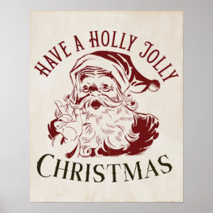 Weihnachtlich Fröhlicher Vintage Weihnachten Poster