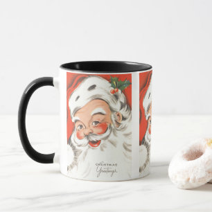 Weihnachtlich, fröhlicher Weihnachtsmann mit Läche Tasse