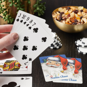 Weihnachtlich, fröhlicher Weihnachtsmann mit Musik Spielkarten