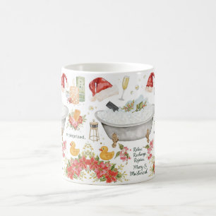 Weihnachtlich gestaltete Spa-Badewanne Kaffeetasse