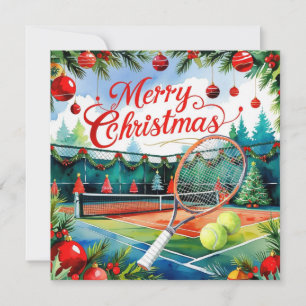 Weihnachtlich gestalteter Tennisplatz Feiertagskarte