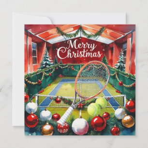 Weihnachtlich gestalteter Tennisplatz Feiertagskarte