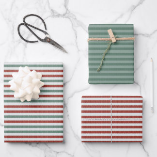 Weihnachtlich gestrickte Pulloverstreifen (rot und Geschenkpapier Set