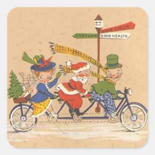 Weihnachtlich klassischer Weihnachtsmann auf einem Quadratischer Aufkleber