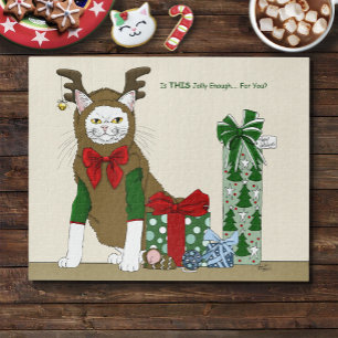 Weihnachtlich lustige weiße Katze