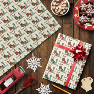 Weihnachtlich lustige weiße Katze Geschenkpapier