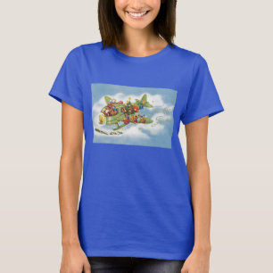 Weihnachtlich, Santa Claus fliegt ein Flugzeug T-Shirt