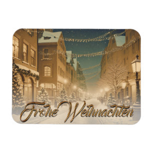 Weihnachtlich verschneite Straßen einer Innenstadt Magnet
