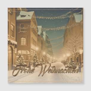 Weihnachtlich verschneite Straßen einer Innenstadt Magnetkarte