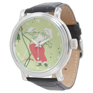 Weihnachtlich, Weihnachtsmann Koch beim Abendessen Armbanduhr
