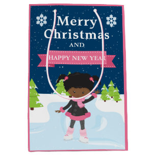 Weihnachtliche afroamerikanische Mädchen Mittlere Geschenktüte