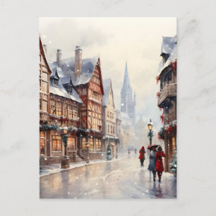 Weihnachtliche Altstadtstraße Feiertagspostkarte