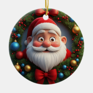 🎄 Weihnachtliche Cartoon-Weihnachtsmann Keramik Ornament