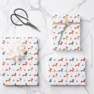 Weihnachtliche Dackel im Winter Gewitter Geschenkpapier Set