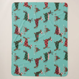 Weihnachtliche Dackeln mit Sweater & Weihnachtsman Sherpadecke
