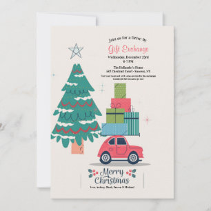 Weihnachtliche Durchfahr-Geschenke-Tausch-Einladun Einladung