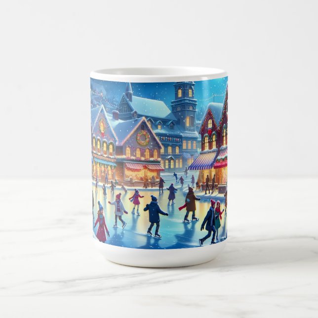Weihnachtliche Eislaufszene Kaffeetasse (Mittel)