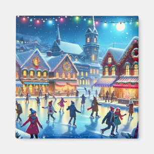 Weihnachtliche Eislaufszene Magnet