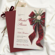Weihnachtliche elegante burgunderrote Brautparty