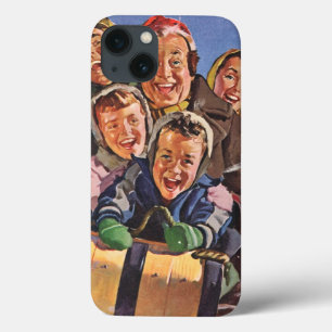 Weihnachtliche Familie beim Schlittenfahren title_seo2