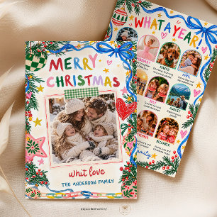 Weihnachtliche Familienfoto-Karte mit Laune Einladung