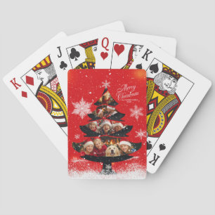 Weihnachtliche Familienfoto-Tannenbaum Spielkarten