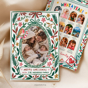 Weihnachtliche Familienfotokarte mit Laune Einladung