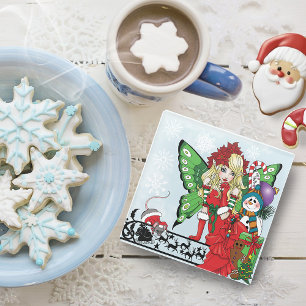 Weihnachtliche Fantasie-Fee Geschenke Blau Glasuntersetzer