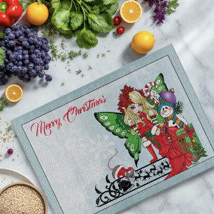 Weihnachtliche Fantasie-Fee Geschenke Blau Schneidebrett