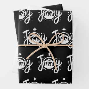 Weihnachtliche Freude Jesus Krippen Szene Glaube Geschenkpapier Set