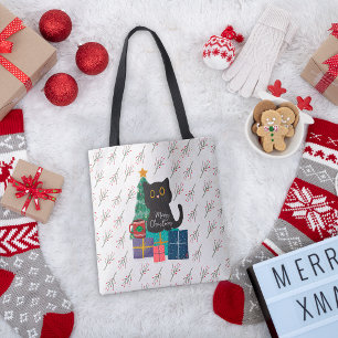 Weihnachtliche Frohe Weihnachten Süße Schwarze Kat Tasche