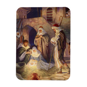 Weihnachtliche Geburt Christi, 3 Hirten und Jesus Magnet