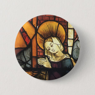 Weihnachtliche Geburtsszene in Buntglas Button