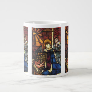 Weihnachtliche Geburtsszene in Buntglas Jumbo-Tasse