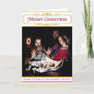 Weihnachtliche Geburtsszene mit religiösem Thema Karte