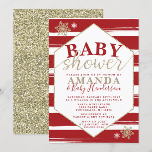 Weihnachtliche gestreifte Babyparty-Einladung Einladung