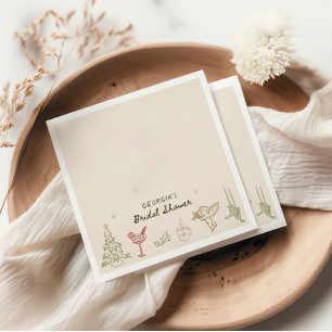 Weihnachtliche handgezeichnete Brautparty Serviette