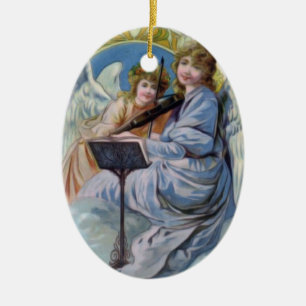 Weihnachtliche himmlische Engel spielen Geige Keramik Ornament