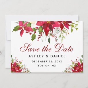 Weihnachtliche Hochzeit Poinsettia Floral Save The Date