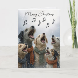weihnachtliche Hunde beim Singen im Schnee Karte