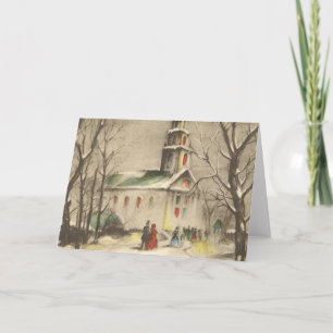 Weihnachtliche Kirche in winterlicher Schneelandsc Feiertagskarte