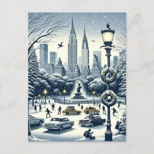 Weihnachtliche New Yorker Eleganz - Anpassbare Wei Feiertagspostkarte