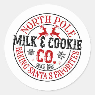 Weihnachtliche North Pole Milk Cookie Company Runder Aufkleber
