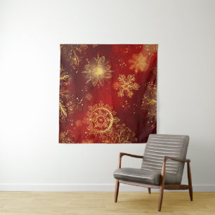 Weihnachtliche Opulenz: Goldene Fäden des Weihnach Wandteppich