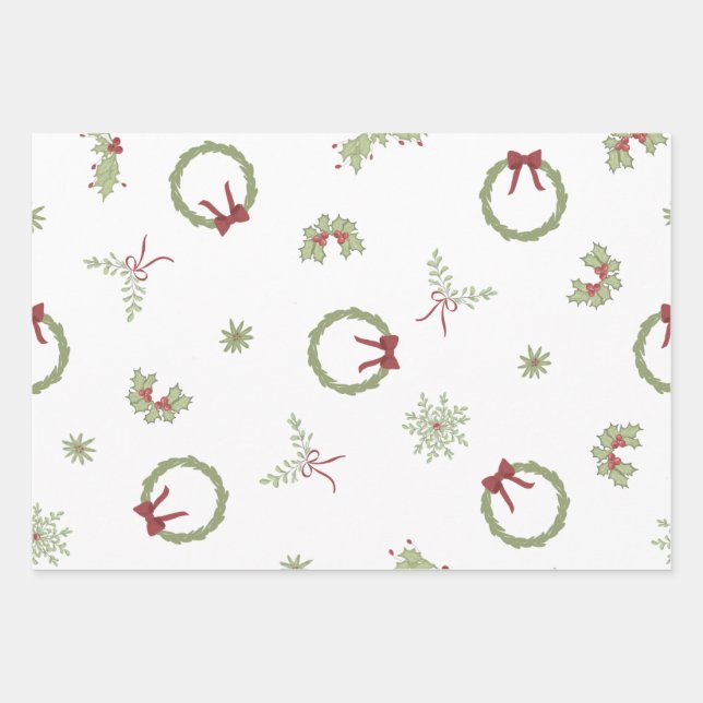 weihnachtliche Papierblätter Geschenkpapier Set (Vorderseite)