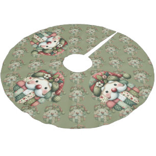 Weihnachtliche Patchwork-Weihnachtsmann-Folklore Polyester Weihnachtsbaumdecke